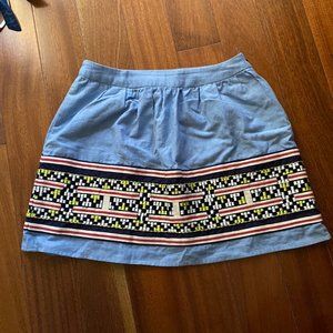 jean short skirt Gryphon xs ethnic pattern